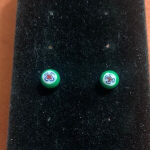Murano Green Millifiori Glass post earrings